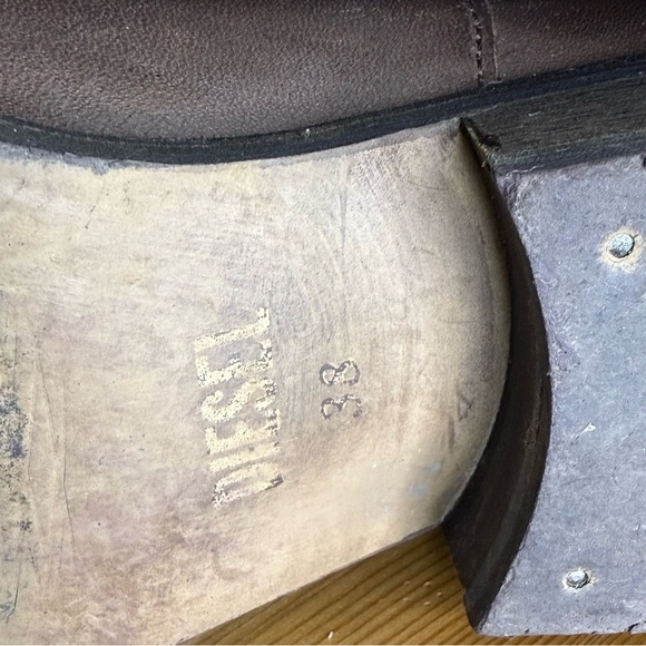 Diesel Roxy Roll Sashan Brown Leather Pull On Short Boots 1.5" Heel EU 38 US 7.5 - Picture 8 of 9